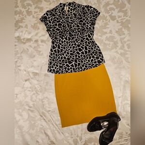 Heart Soul ❤️❤️❤️ Black/White Animal Print Blouse Size L